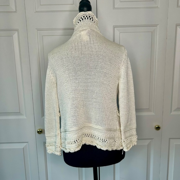 White House Black Market Cream Silky Knitted Cardigan Size M - Picture 3 of 4